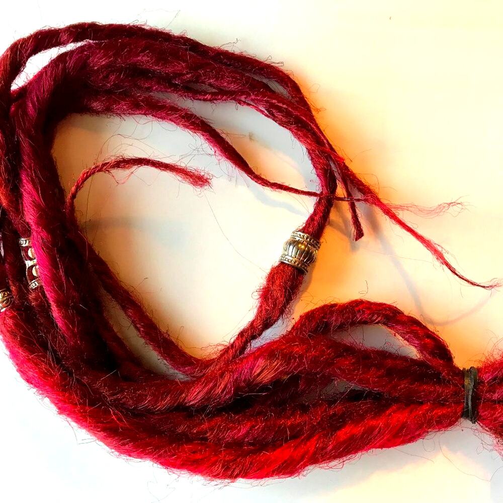 5 SE Single Ended Red Dreads Dreadlocks Hair Extensions w/Charms